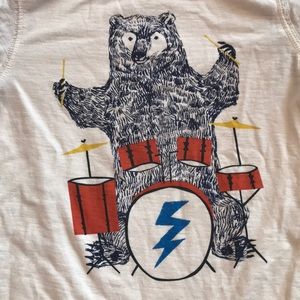 Bear shredding the drums long-sleeved Tee by Tea